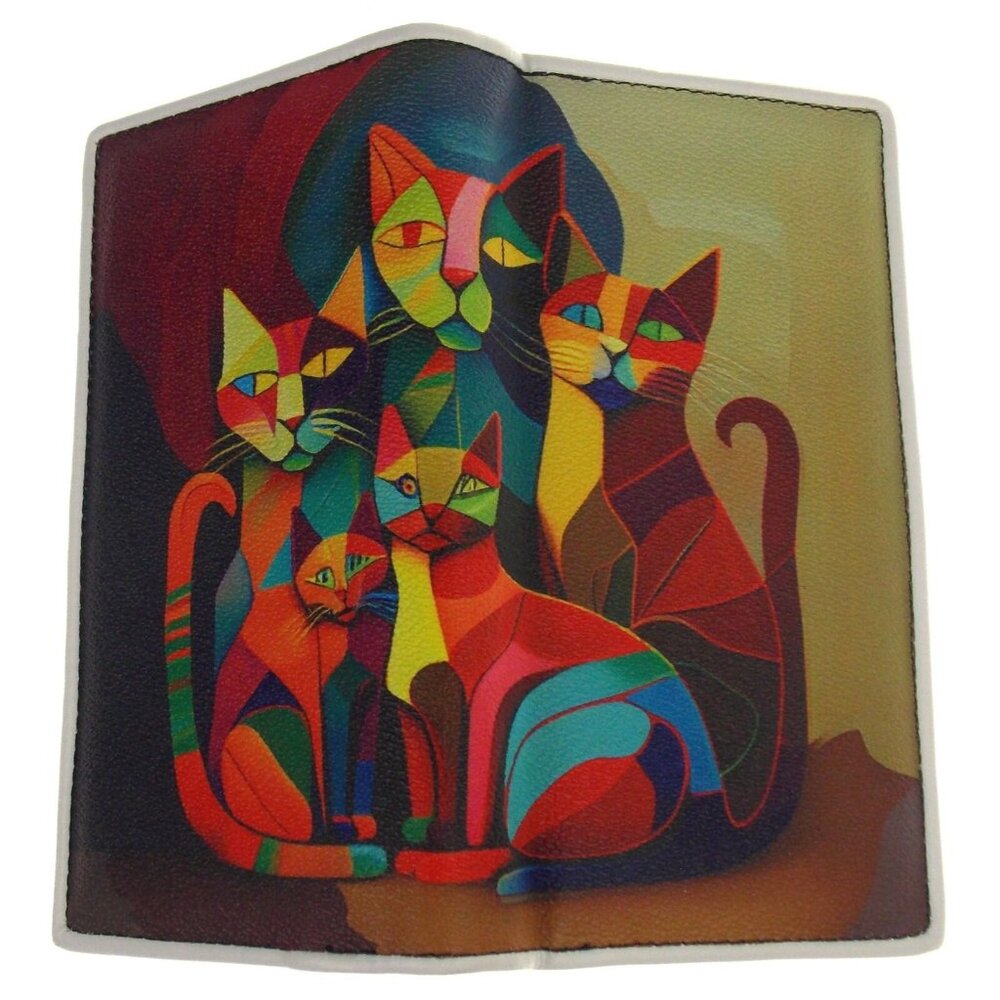 Many Cat Art Wallet Color Zip Up Gift Purse Book Modern Design Womens